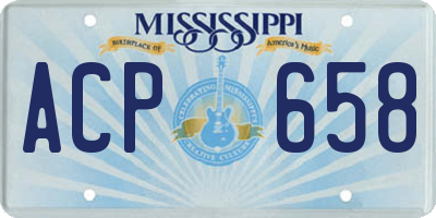 MS license plate ACP658