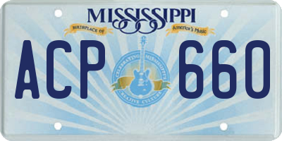 MS license plate ACP660