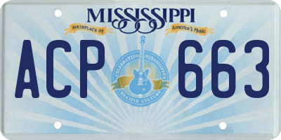 MS license plate ACP663