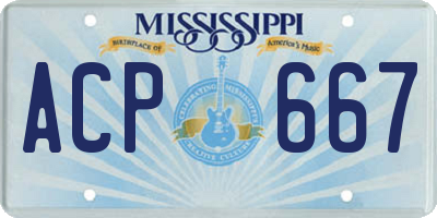 MS license plate ACP667
