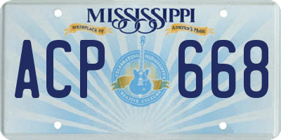 MS license plate ACP668