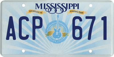 MS license plate ACP671