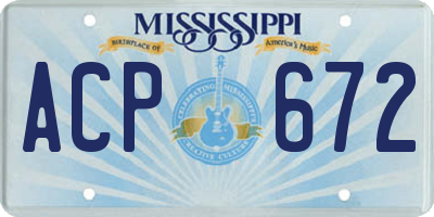 MS license plate ACP672