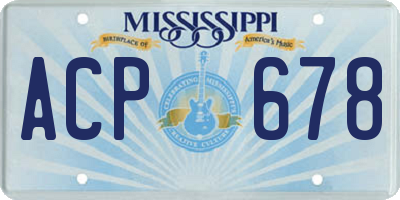 MS license plate ACP678