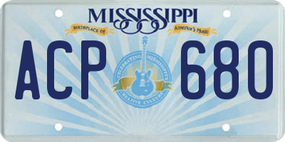 MS license plate ACP680