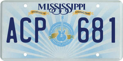 MS license plate ACP681