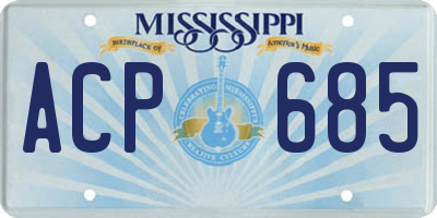 MS license plate ACP685