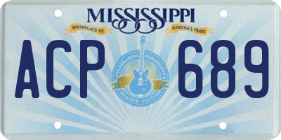 MS license plate ACP689