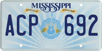 MS license plate ACP692