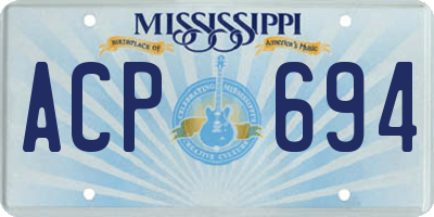 MS license plate ACP694