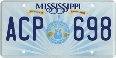 MS license plate ACP698