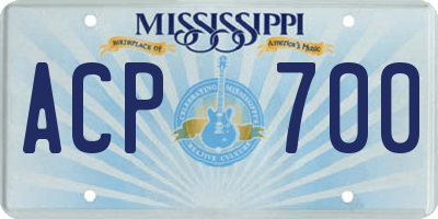 MS license plate ACP700