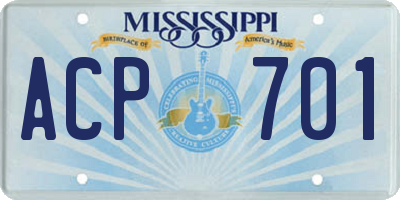 MS license plate ACP701