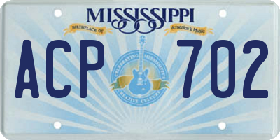 MS license plate ACP702