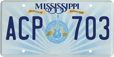 MS license plate ACP703