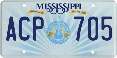 MS license plate ACP705