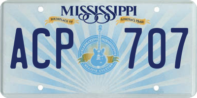 MS license plate ACP707