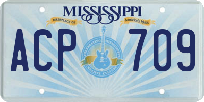 MS license plate ACP709