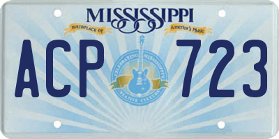 MS license plate ACP723