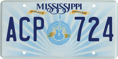 MS license plate ACP724