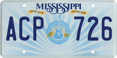 MS license plate ACP726