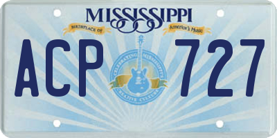MS license plate ACP727