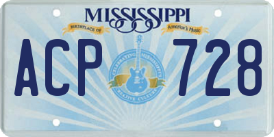 MS license plate ACP728