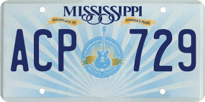 MS license plate ACP729