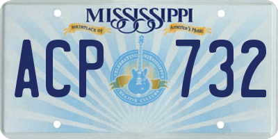 MS license plate ACP732