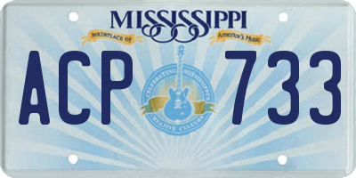 MS license plate ACP733