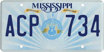 MS license plate ACP734