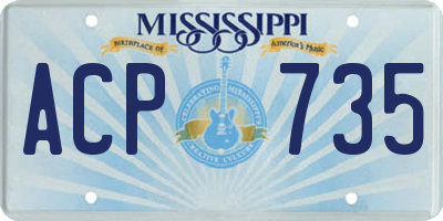 MS license plate ACP735