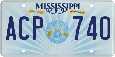 MS license plate ACP740
