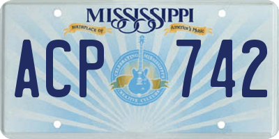MS license plate ACP742