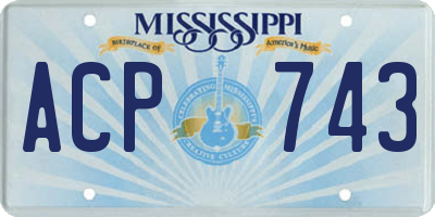 MS license plate ACP743