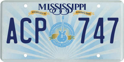 MS license plate ACP747