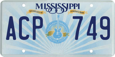 MS license plate ACP749