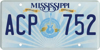 MS license plate ACP752