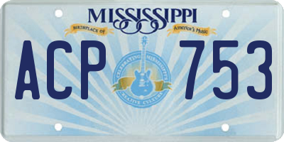 MS license plate ACP753