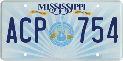 MS license plate ACP754