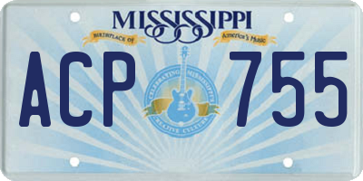 MS license plate ACP755