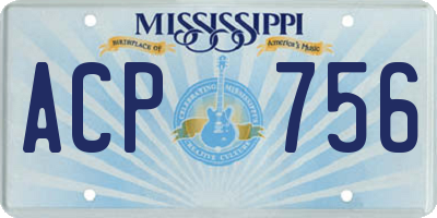 MS license plate ACP756