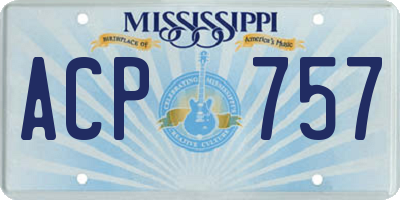 MS license plate ACP757