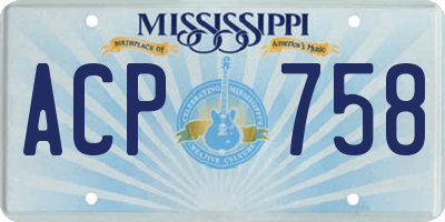 MS license plate ACP758