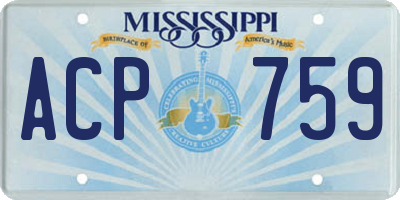 MS license plate ACP759