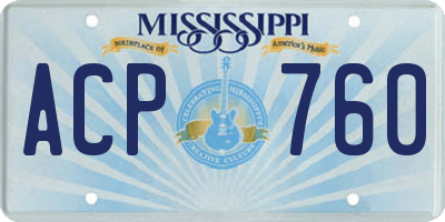 MS license plate ACP760