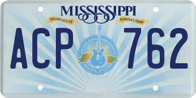 MS license plate ACP762