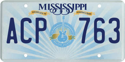 MS license plate ACP763