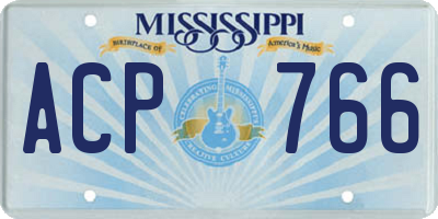 MS license plate ACP766