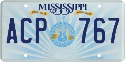 MS license plate ACP767